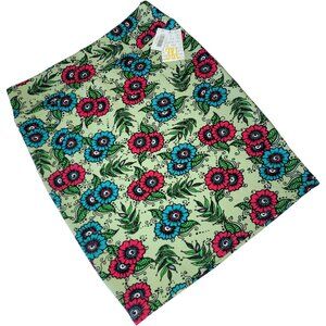 LuLaRoe Cassie Skirt 3XL Floral Green Blue Pink Black White Fitted Pencil